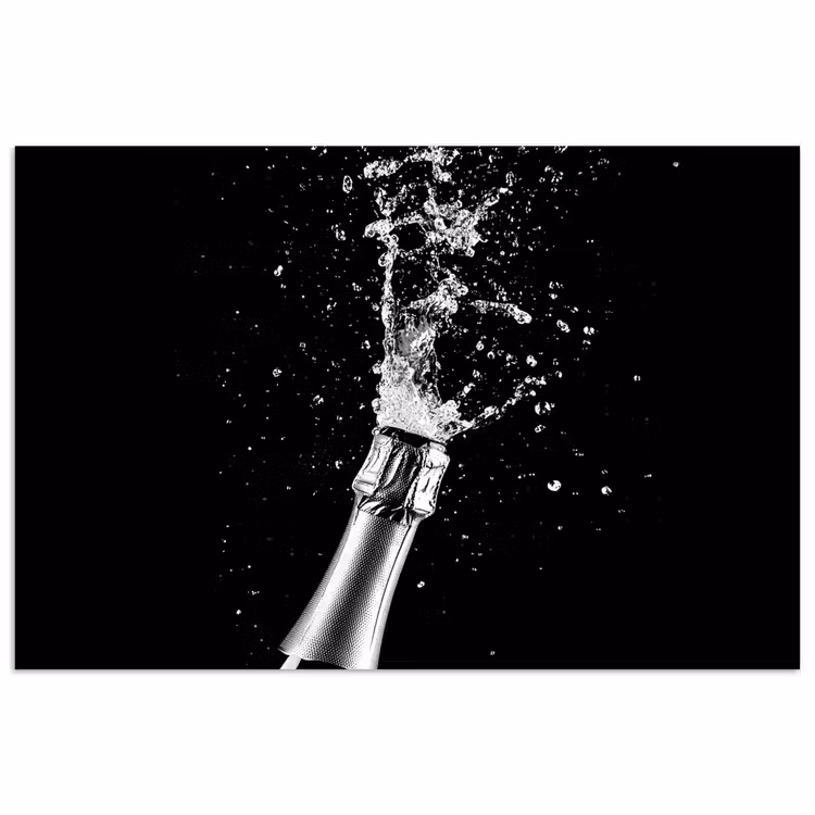 Poster – Champagne - Zwart - Spetters - Popping — 1