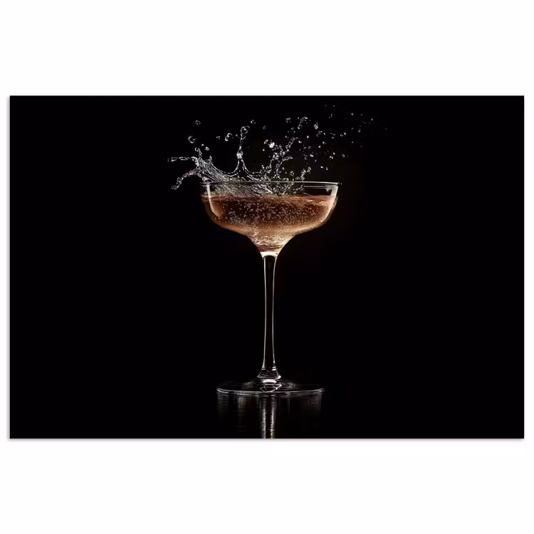 Poster – Cocktail - Zwart - Spetters - Glas — 1
