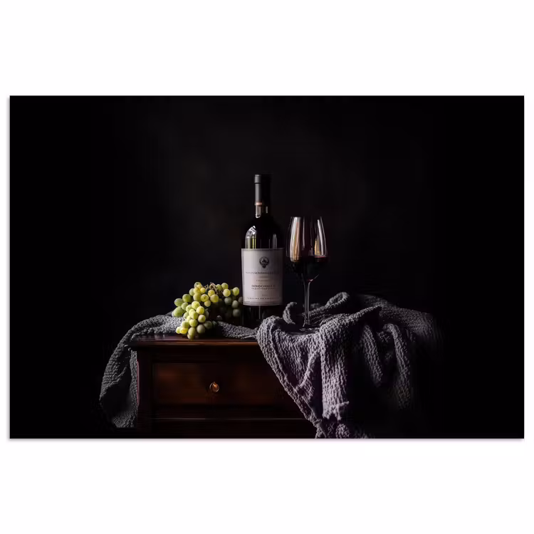 Poster – Druiven - Wijn - Rood - Tafel — 1