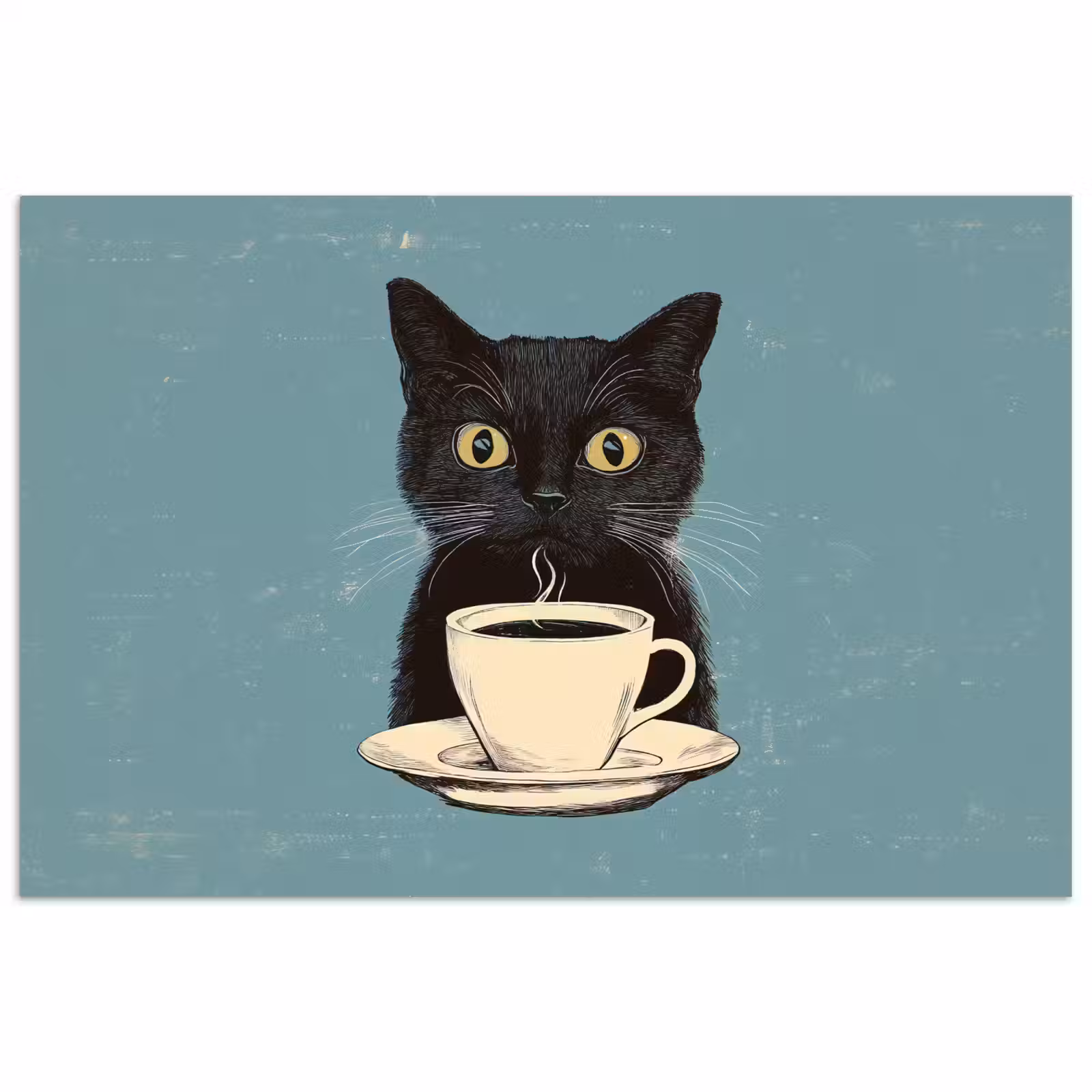 Poster – Kat - Zwart - Koffie - Minimalistisch — 1