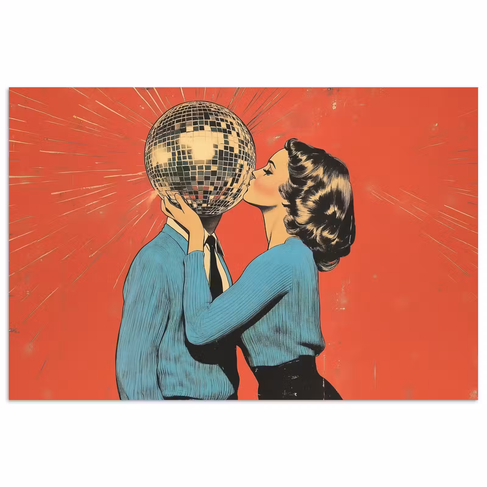 Poster – Vrouw - Retro - Discobal - Kus — 1