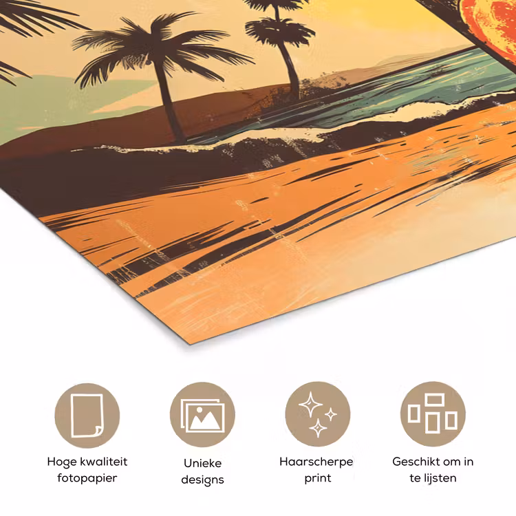Poster – Bierfles - Zonsondergang - Palmbomen - Zee — 5