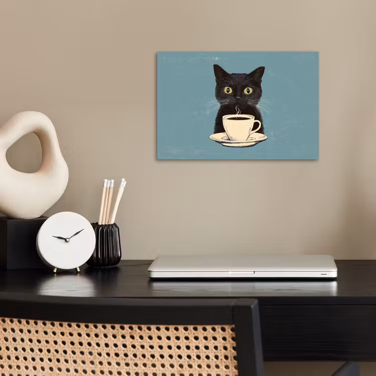 Poster – Kat - Zwart - Koffie - Minimalistisch — 2