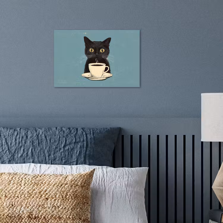 Poster – Kat - Zwart - Koffie - Minimalistisch — 3