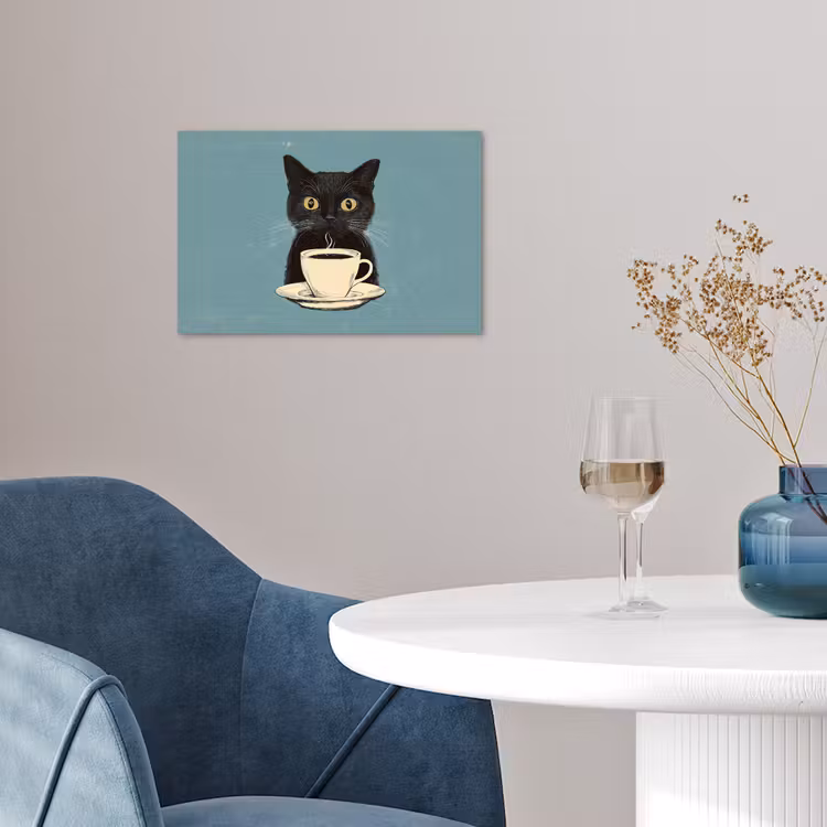 Poster – Kat - Zwart - Koffie - Minimalistisch — 4
