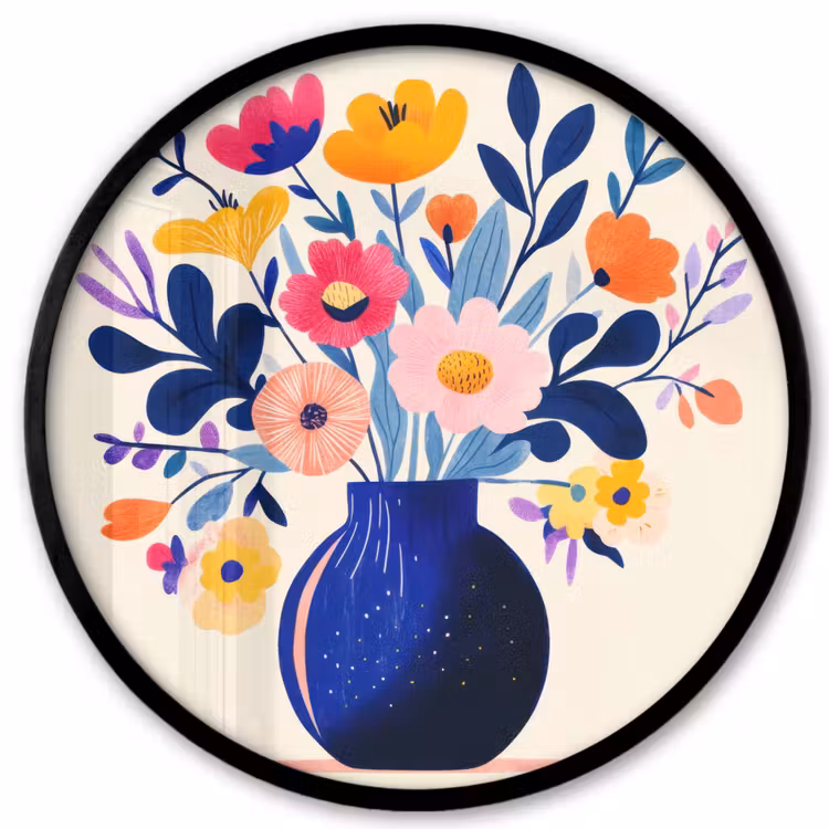 Ronde fotolijst - Vaas - Bloemen - Boeket — 1