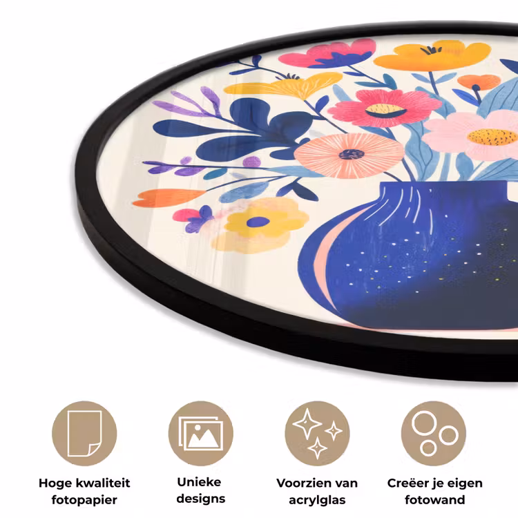 Ronde fotolijst - Vaas - Bloemen - Boeket — 2