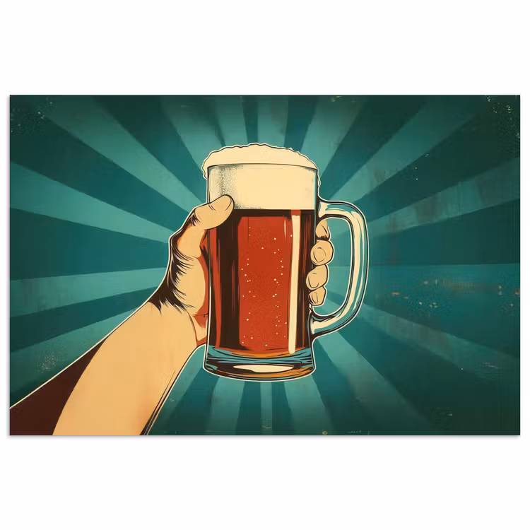 Poster – Bierglas - Schuim - Retro - Groen — 1