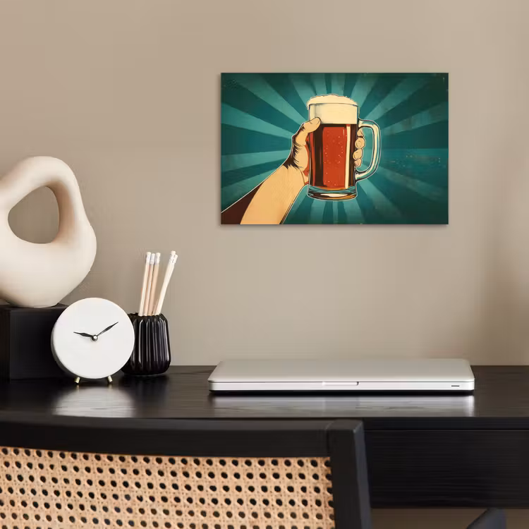 Poster – Bierglas - Schuim - Retro - Groen — 2