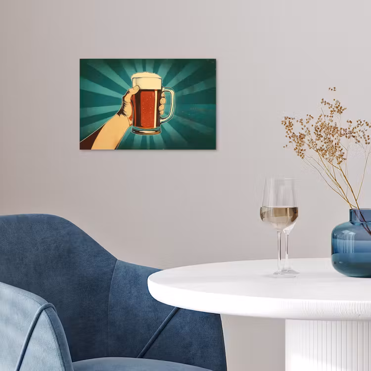 Poster – Bierglas - Schuim - Retro - Groen — 4