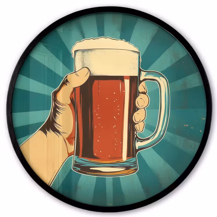 Ronde fotolijst - Bierglas - Schuim - Retro - Groen — 1