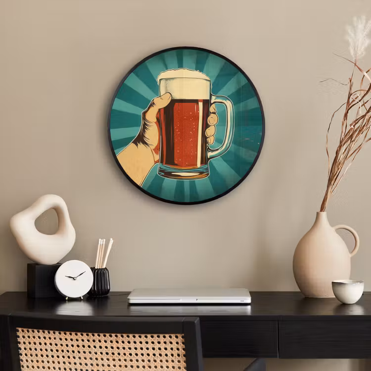 Ronde fotolijst - Bierglas - Schuim - Retro - Groen — 3