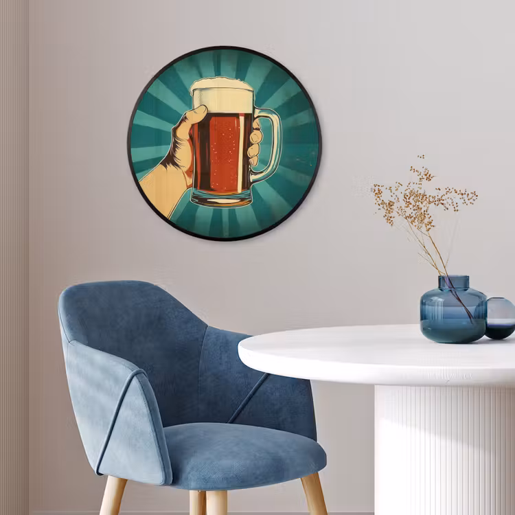 Ronde fotolijst - Bierglas - Schuim - Retro - Groen — 4