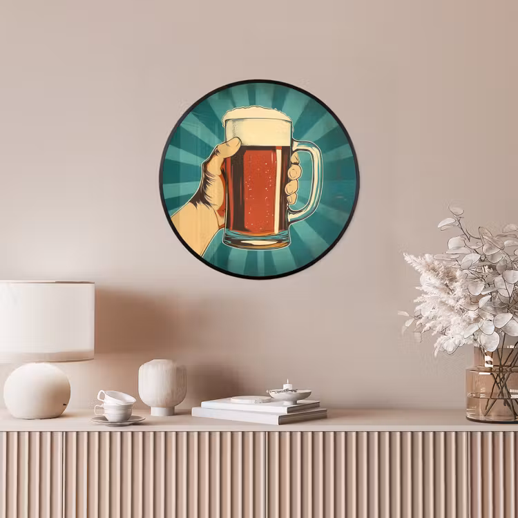 Ronde fotolijst - Bierglas - Schuim - Retro - Groen — 5