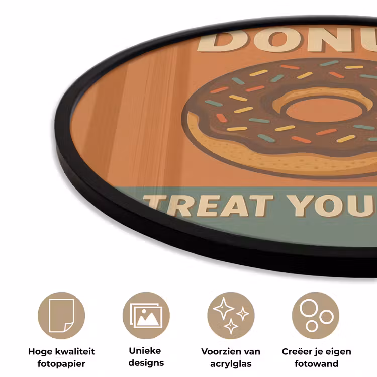 Ronde fotolijst - Donut - Spikkels - Kleurrijk - Quote — 2