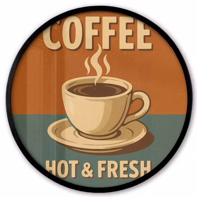 Ronde fotolijst - Koffie - Kop - Vintage - Quote — 1