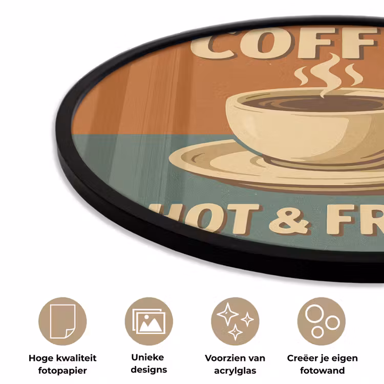 Ronde fotolijst - Koffie - Kop - Vintage - Quote — 2