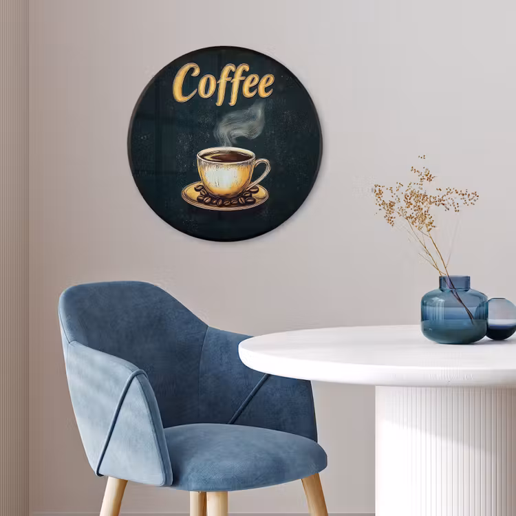 Ronde fotolijst - Koffie - Schotel - Koffiebonen - Retro — 4