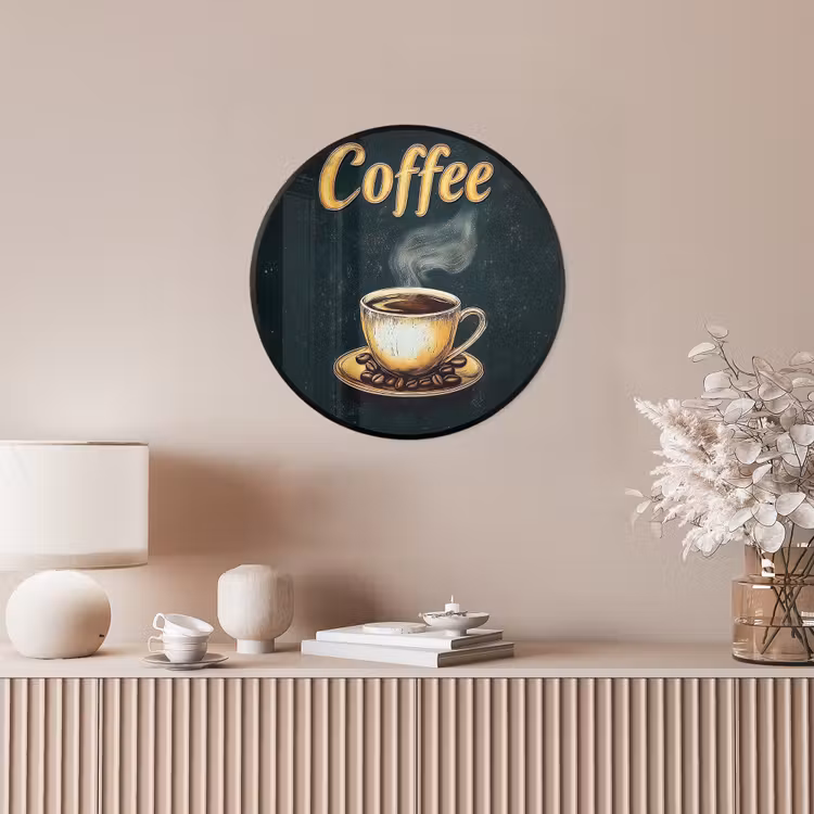 Ronde fotolijst - Koffie - Schotel - Koffiebonen - Retro — 5
