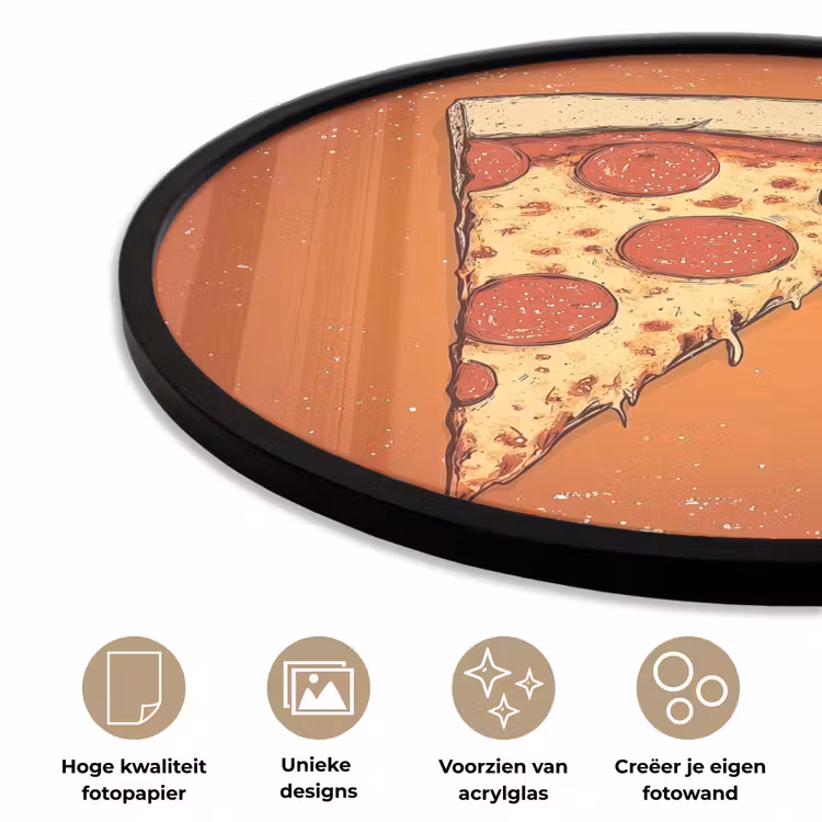 Ronde fotolijst - Pizza - Kaas - Rood - Pepperoni — 2