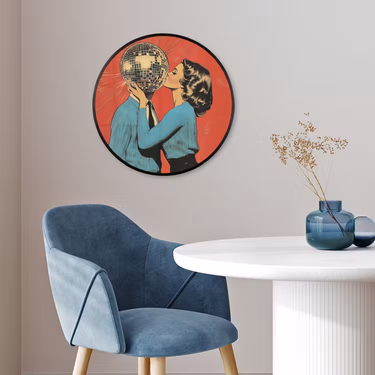 Ronde fotolijst - Vrouw - Retro - Discobal - Kus — 4
