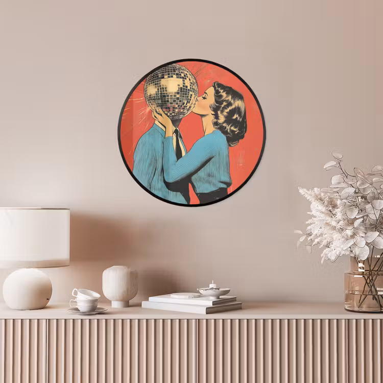 Ronde fotolijst - Vrouw - Retro - Discobal - Kus — 5
