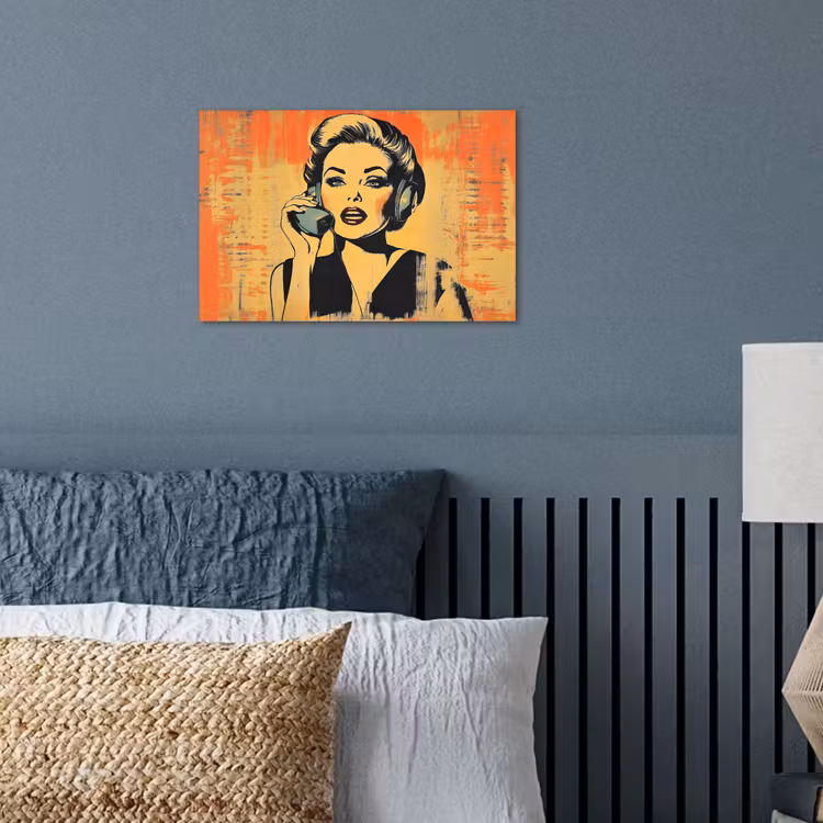 Poster – Retro - Vrouw - Koptelefoon - Oranje — 3