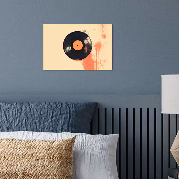 Poster – Vinylplaat - Zwart - Verfspatten - Retro — 3