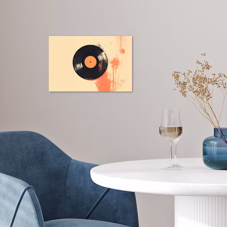Poster – Vinylplaat - Zwart - Verfspatten - Retro — 4