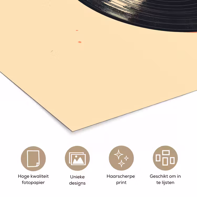 Poster – Vinylplaat - Zwart - Verfspatten - Retro — 5