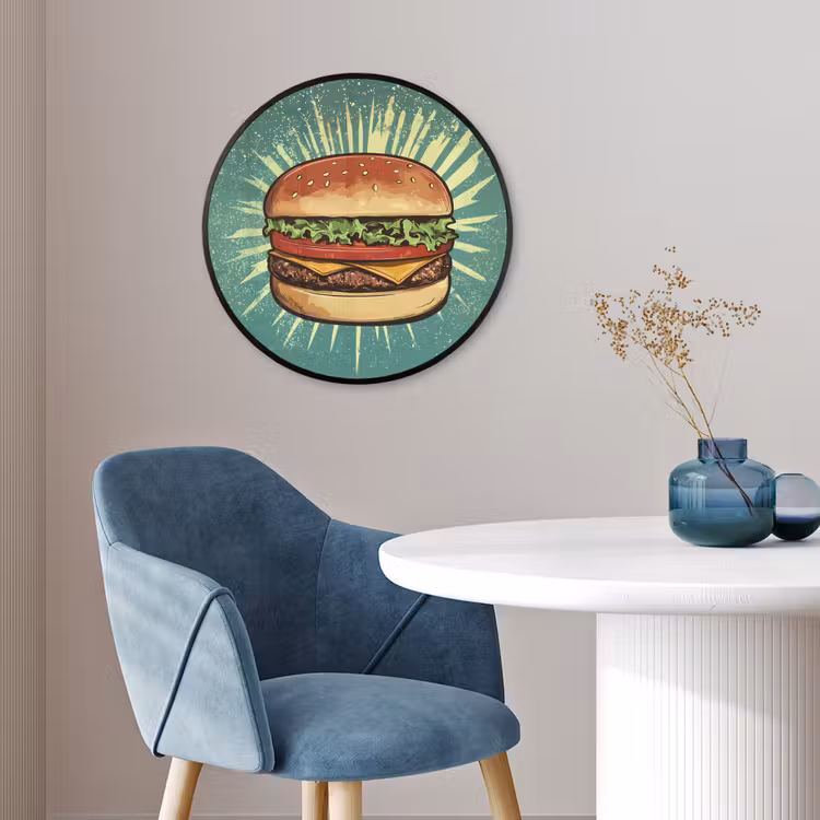 Ronde fotolijst - Hamburger - Illustratie - Sla - Kaas — 4