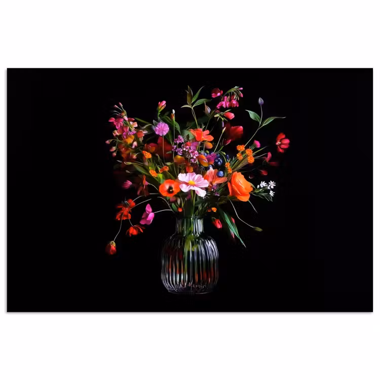 Poster – Veldbloemen in Glazen Vaas