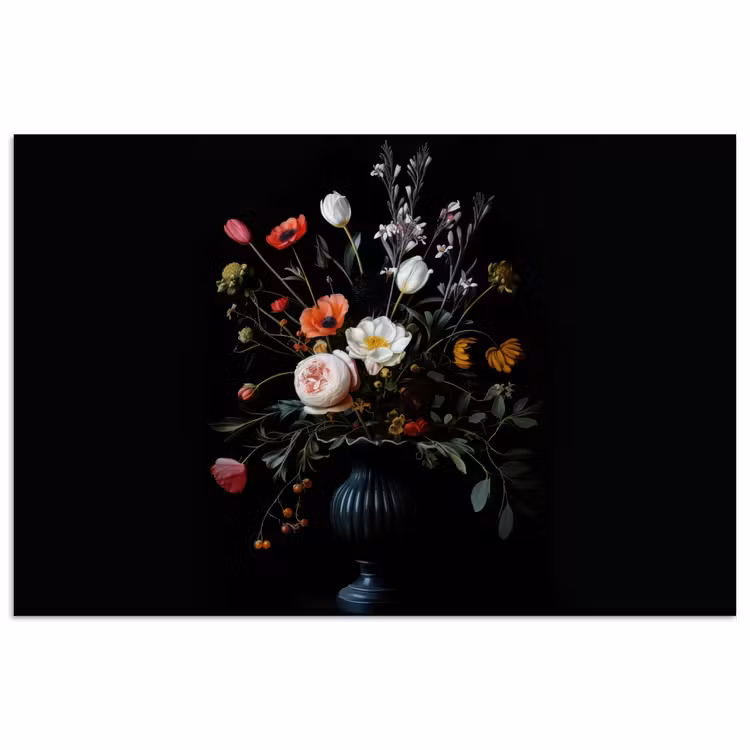 Poster – Witte Tulpen en Klaprozen in Vaas