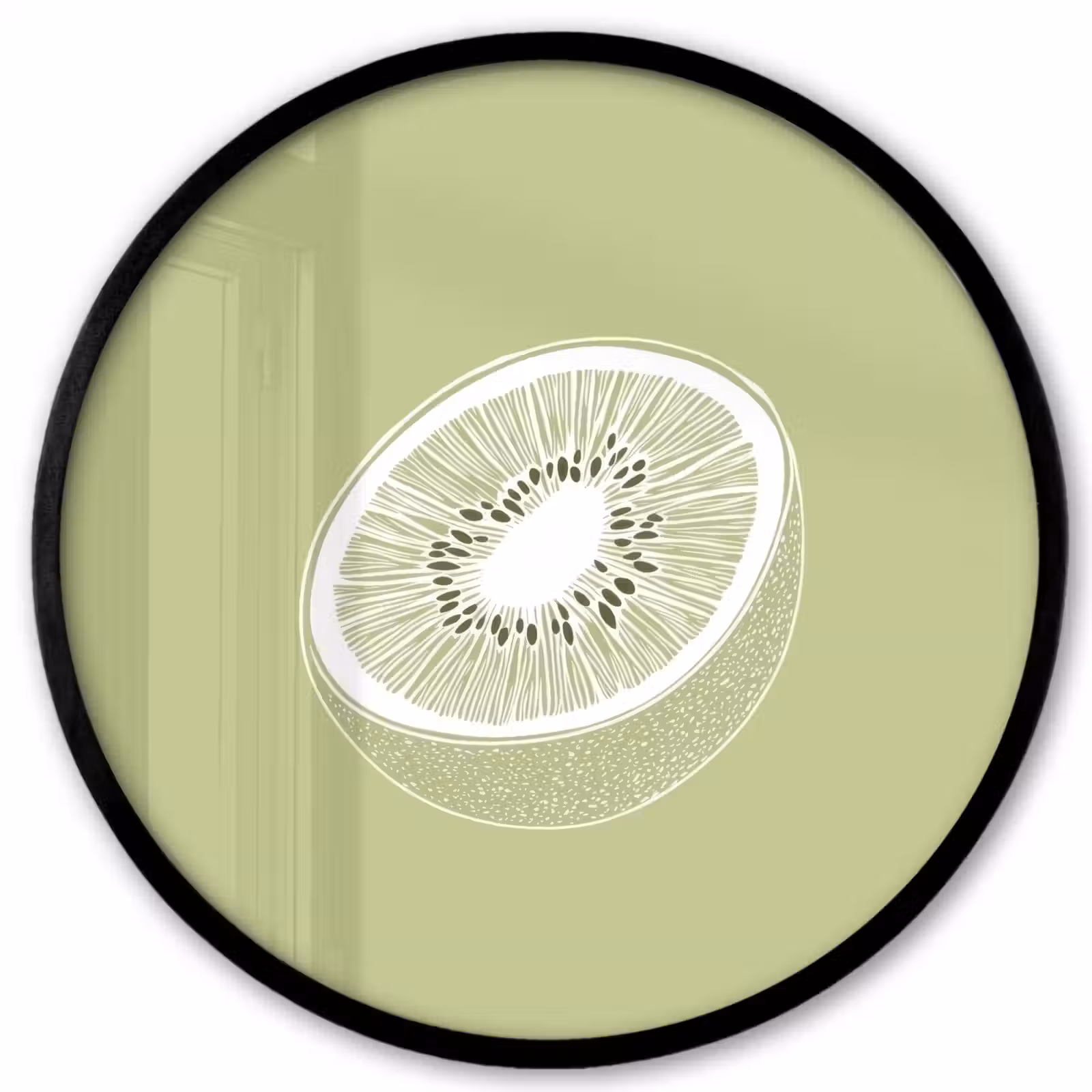 Ronde fotolijst - Kiwi - Lijntekening - Minimalistisch - Groen — 1