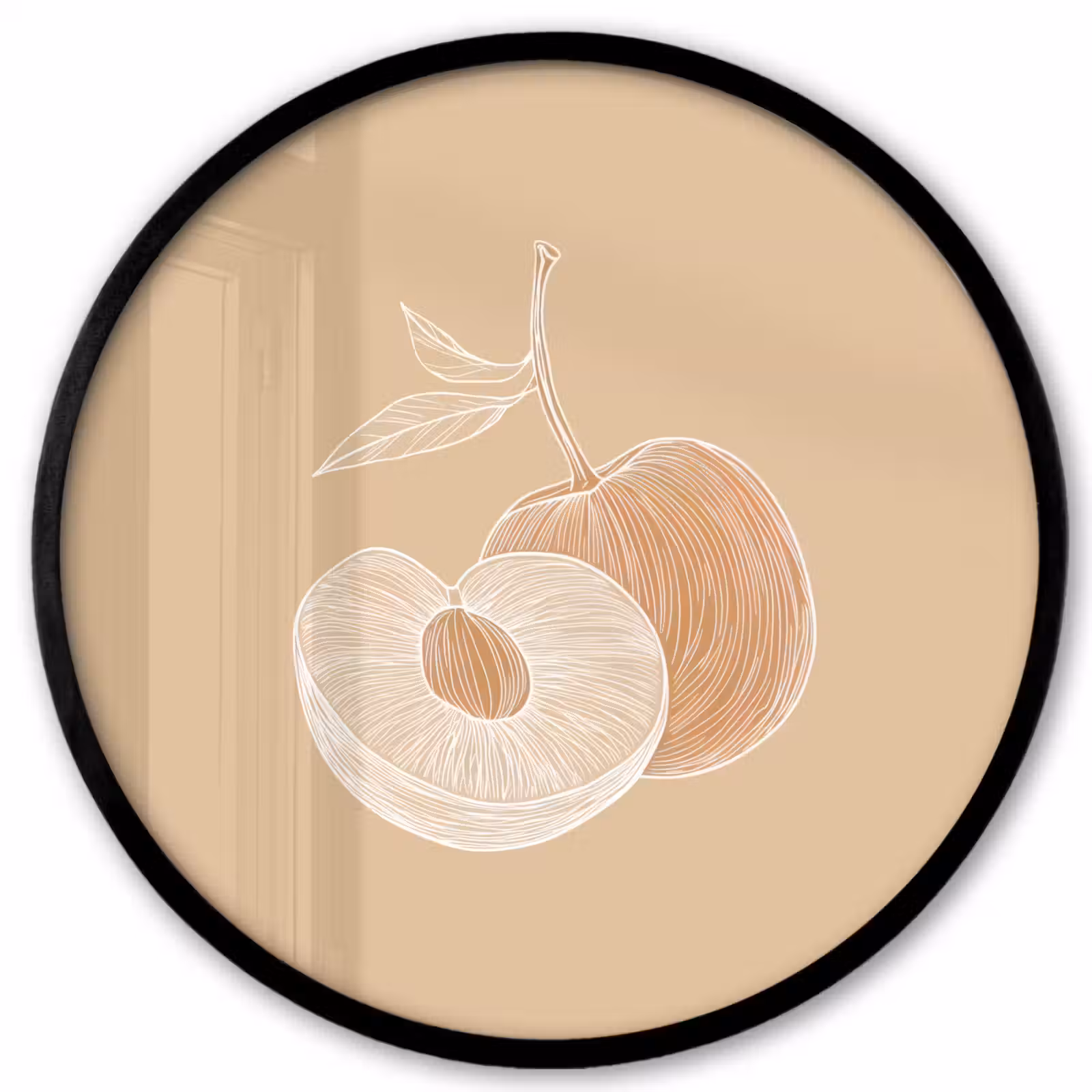 Ronde fotolijst - Perzik - Lijntekening - Pit - Beige — 1