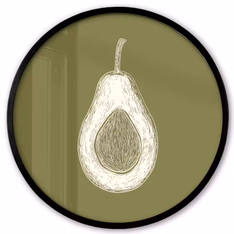 Ronde fotolijst - Avocado - Minimalistisch - Illustratie - Groen — 1