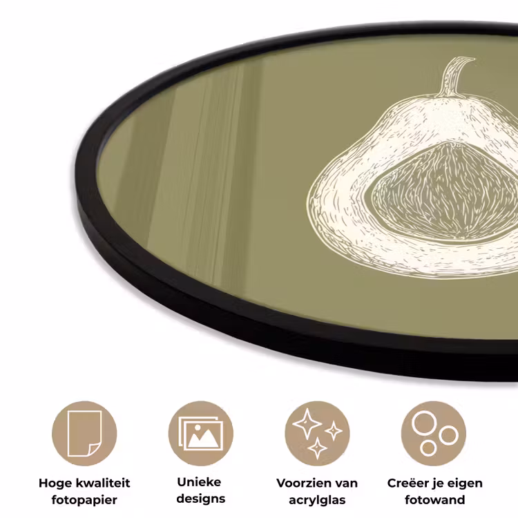 Ronde fotolijst - Avocado - Minimalistisch - Illustratie - Groen — 2