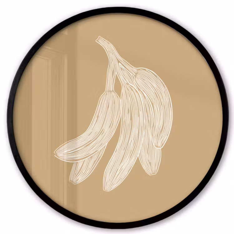 Ronde fotolijst - Bananen - Beige - Lijntekening - Minimalistisch — 1