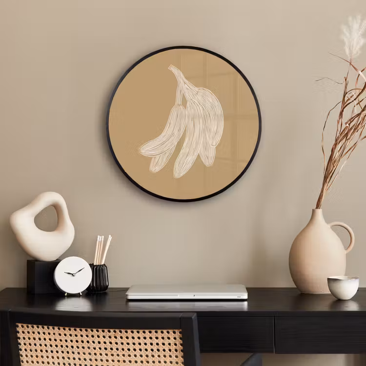 Ronde fotolijst - Bananen - Beige - Lijntekening - Minimalistisch — 3