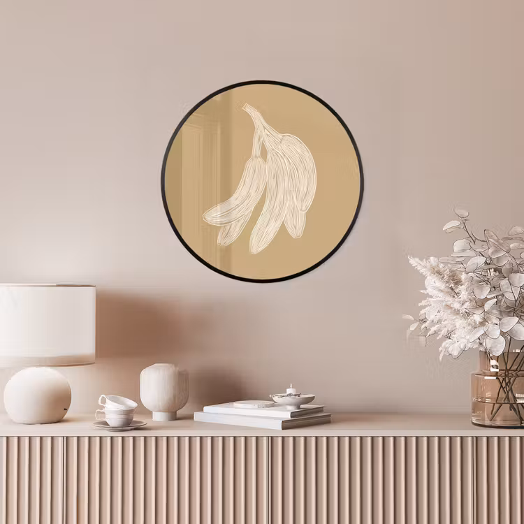 Ronde fotolijst - Bananen - Beige - Lijntekening - Minimalistisch — 5