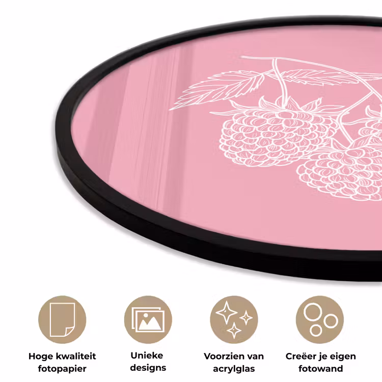 Ronde fotolijst - Frambozen - Steel - Getekend - Roze — 2