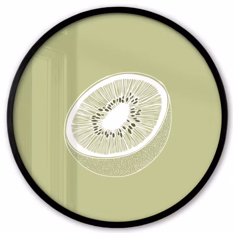 Ronde fotolijst - Kiwi - Lijntekening - Minimalistisch - Groen — 1
