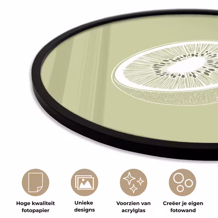 Ronde fotolijst - Kiwi - Lijntekening - Minimalistisch - Groen — 2