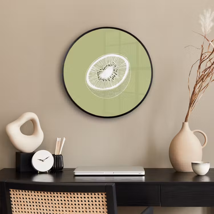 Ronde fotolijst - Kiwi - Lijntekening - Minimalistisch - Groen — 3