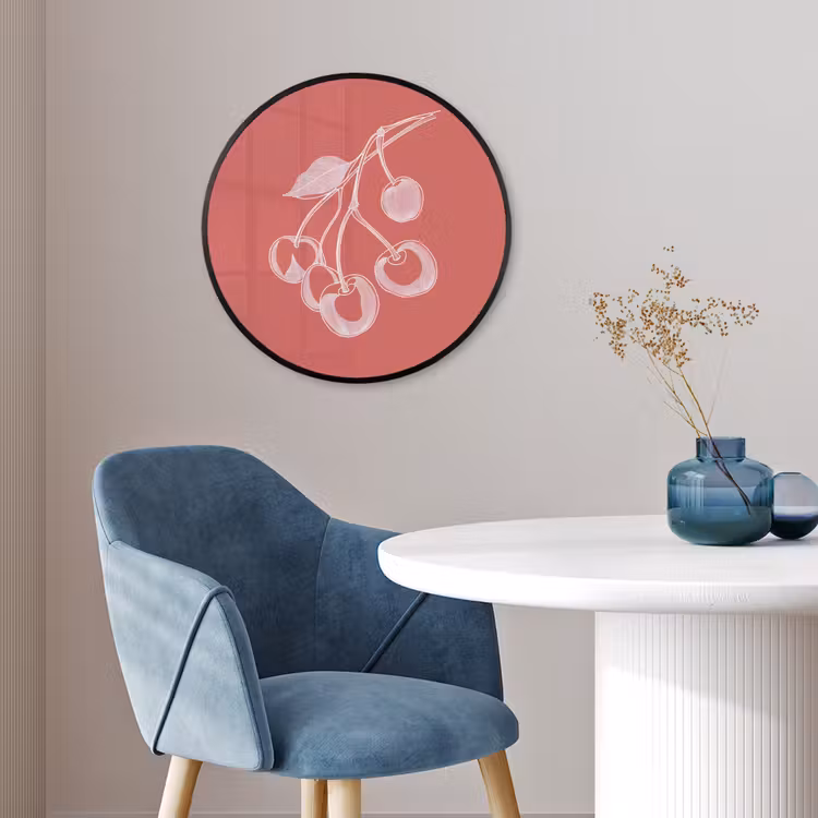 Ronde fotolijst - Lijnillustratie - Kersen - Tak - Wit — 4
