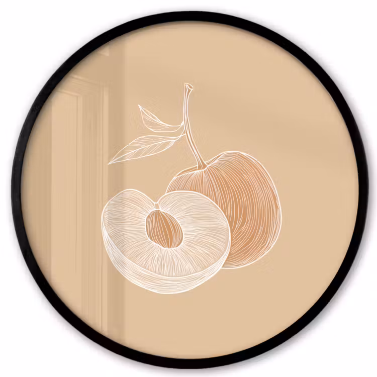 Ronde fotolijst - Perzik - Lijntekening - Pit - Beige — 1