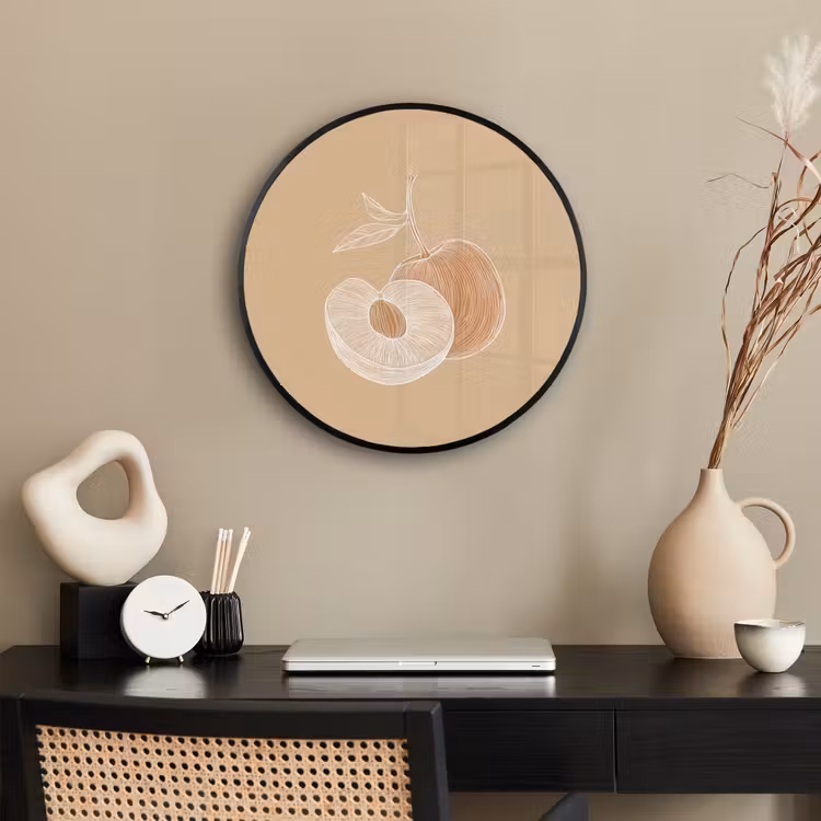 Ronde fotolijst - Perzik - Lijntekening - Pit - Beige — 3