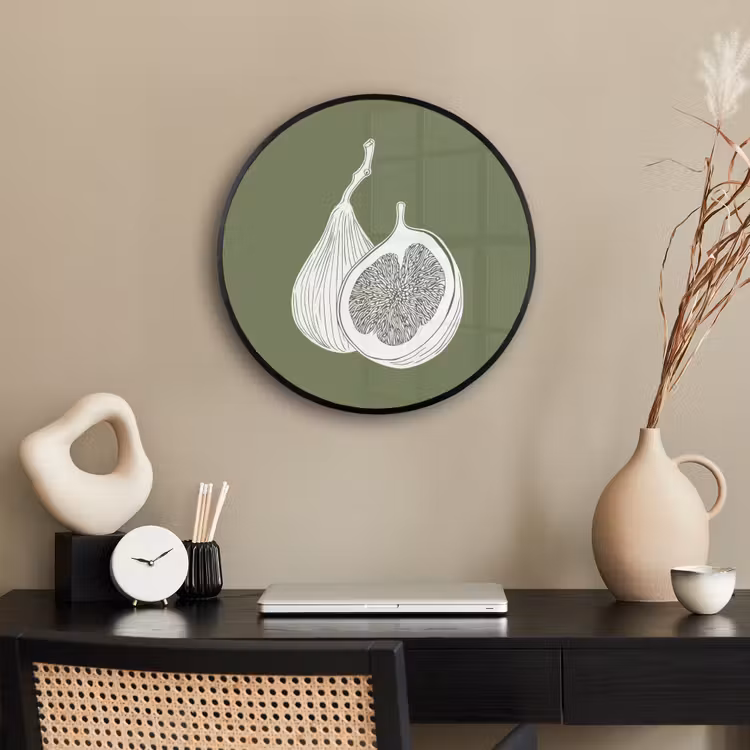 Ronde fotolijst - Vijgen - Minimalistisch - Getekend - Mosgroen — 3