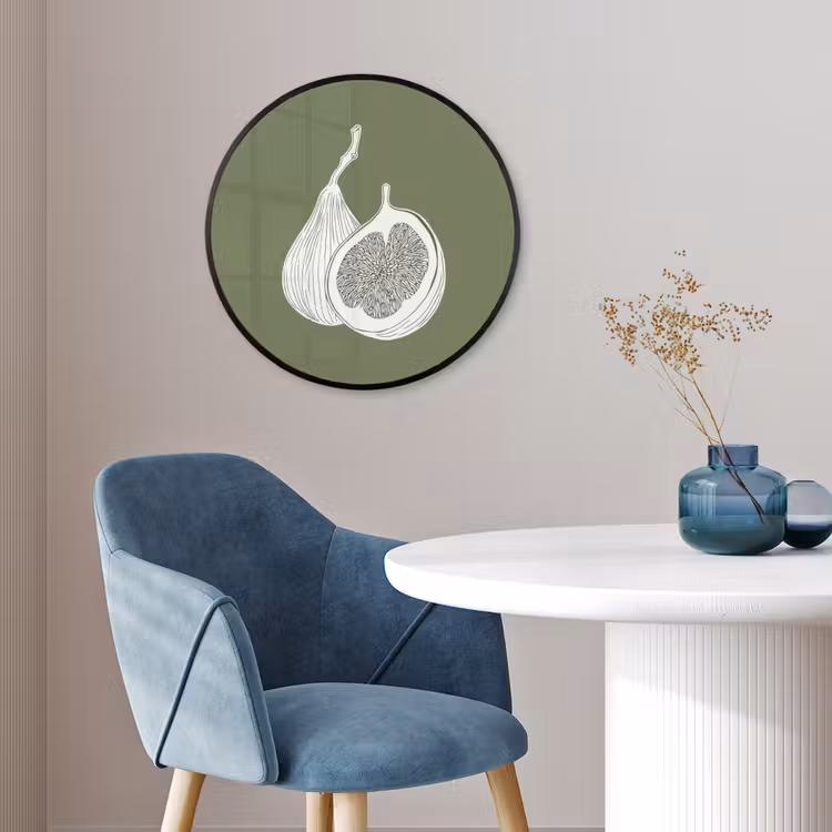 Ronde fotolijst - Vijgen - Minimalistisch - Getekend - Mosgroen — 4