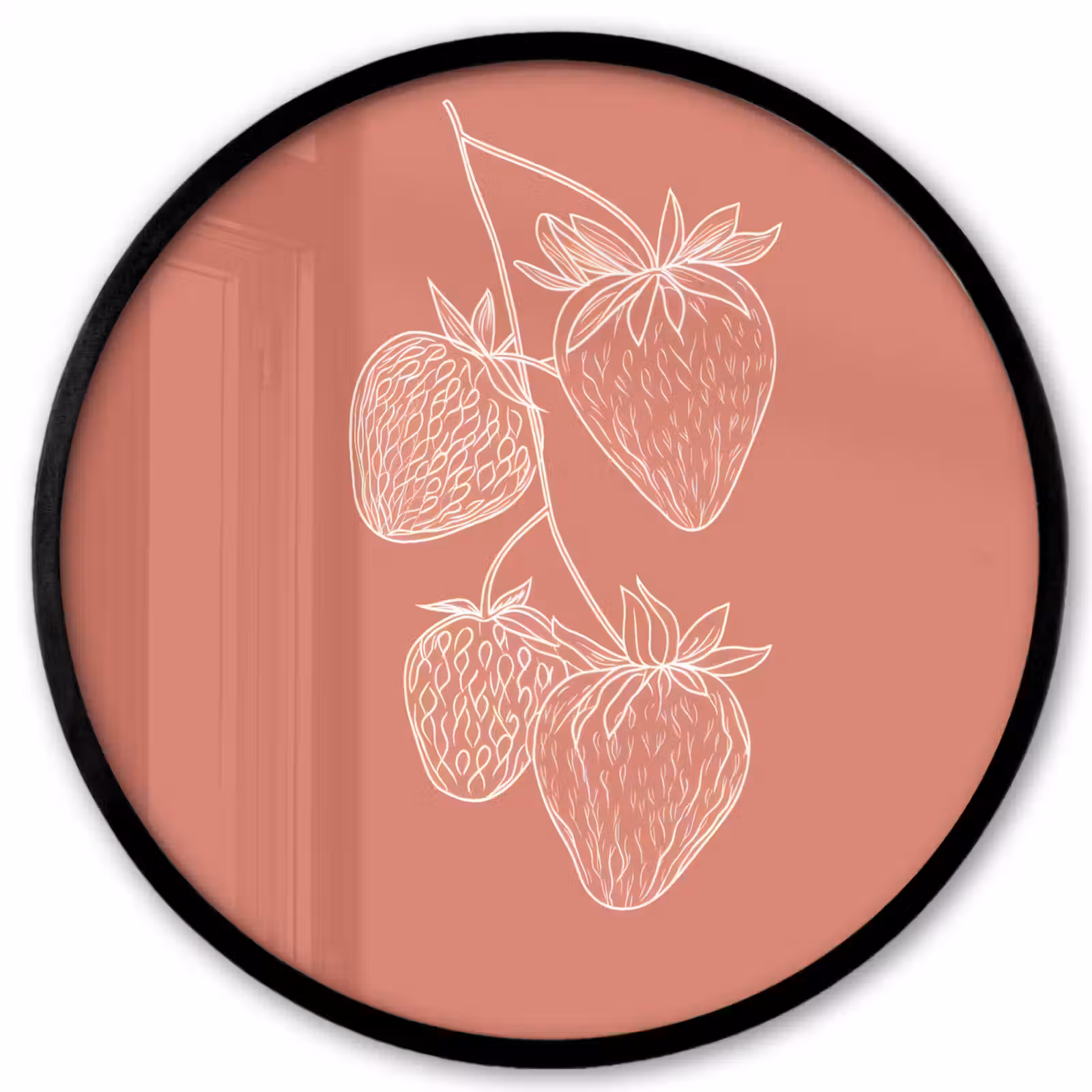 Ronde fotolijst - Minimalistisch - Illustratie - Aardbei - Tak — 1